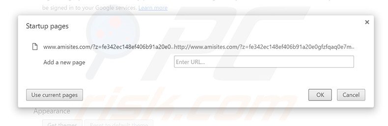 Verwijder amisites.com als startpagina in Google Chrome