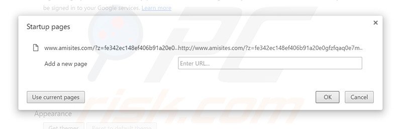 Verwijder amisites.com als startpagina in Google Chrome