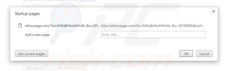 Verwijder attirerpage.com als startpagina in Google Chrome