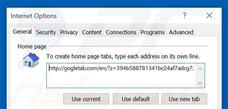 Verwijder gogletab.com als startpagina in Internet Explorer