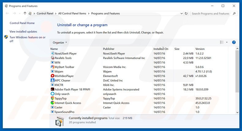 gogletab.com browser hijacker uninstall via Control Panel