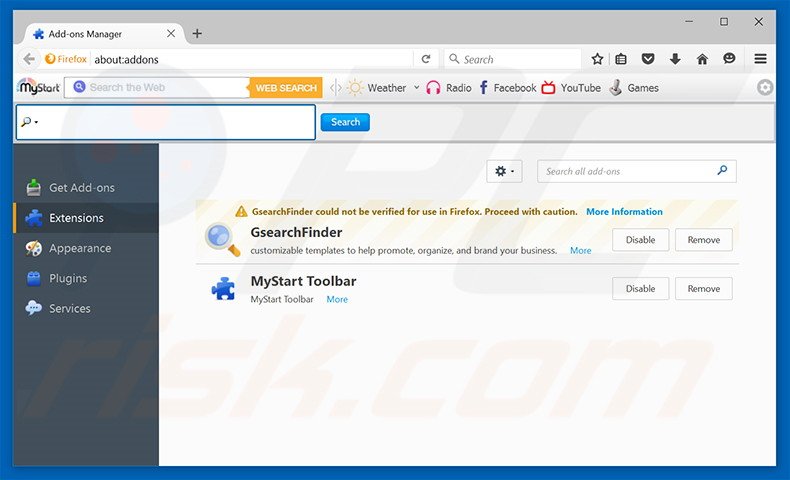 Verwijder search.mediatab.tv gerelateerde Mozilla Firefox extensies