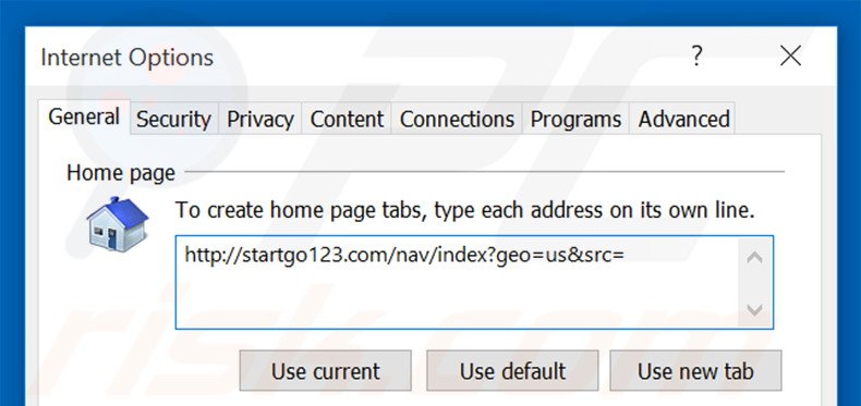 Verwijder startgo123.com als startpagina in Internet Explorer