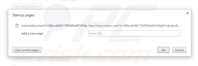 Verwijder trotux.com als startpagina in Google Chrome