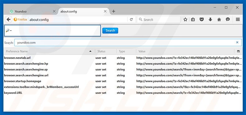 Verwijder youndoo.com als standaard zoekmachine in Mozilla Firefox