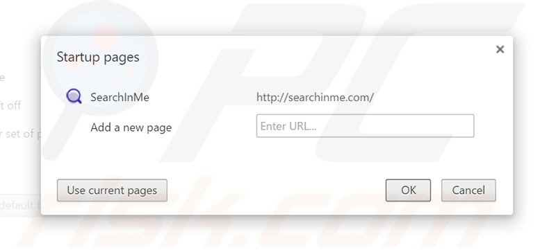 Verwijder searchinme.com als startpagina in Google Chrome
