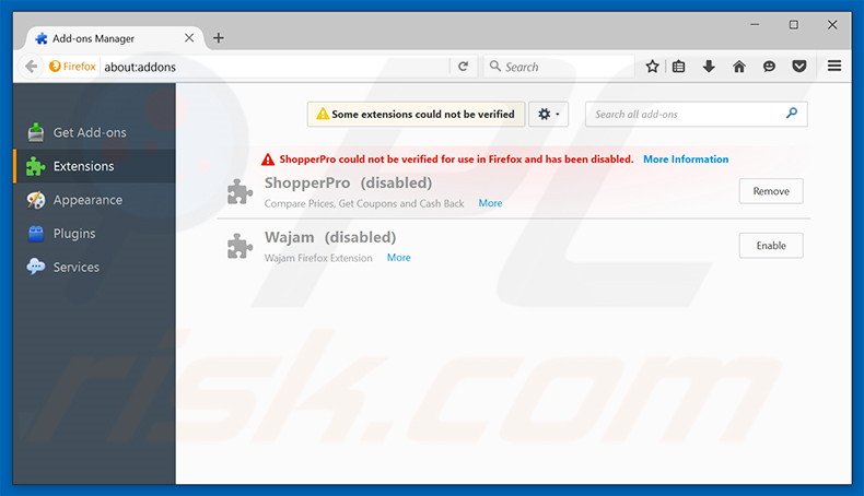 Verwijder aan searchinme.com gerelateerde Mozilla Firefox extensies