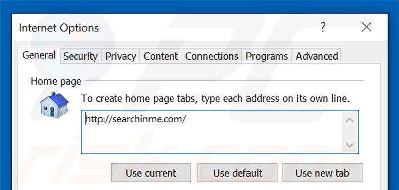 Verwijder searchinme.com als startpagina in Internet Explorer