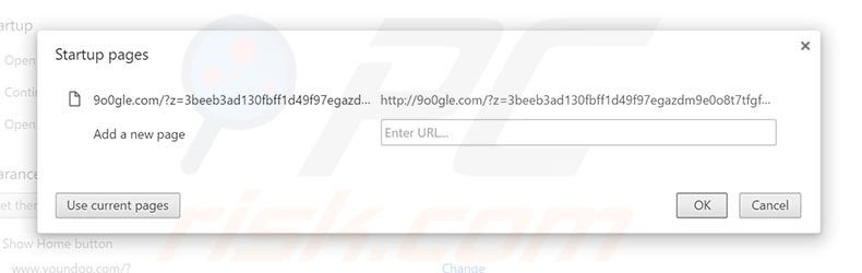 Verwijder 9o0gle.com als startpagina in Google Chrome