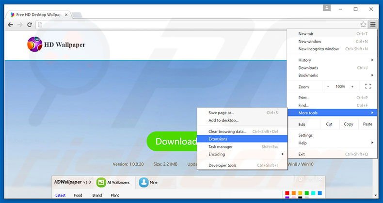 Verwijder de HDWallpaper  advertenties uit Google Chrome stap 1