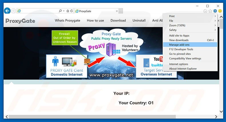 Verwijder de ProxyGate advertenties uit Internet Explorer stap 1
