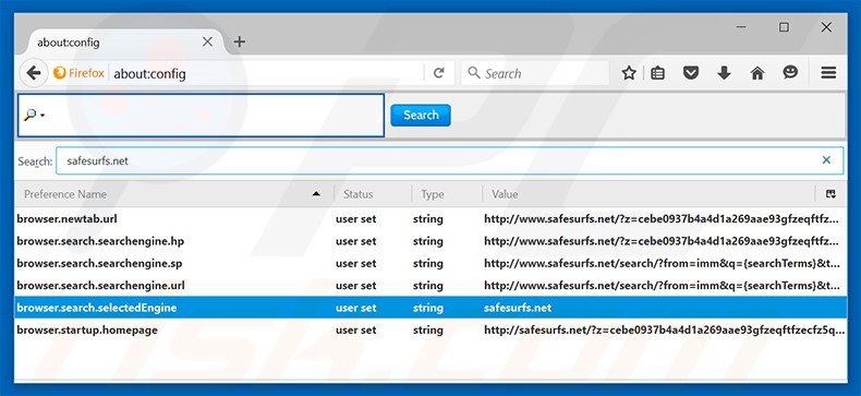Verwijder safesurfs.net als standaard zoekmachine in Mozilla Firefox