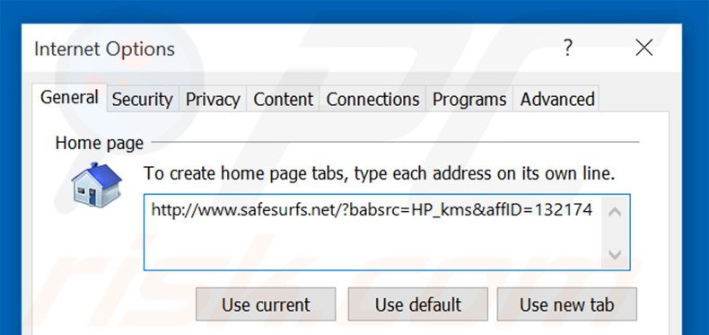 Verwijder safesurfs.net als startpagina in Internet Explorer