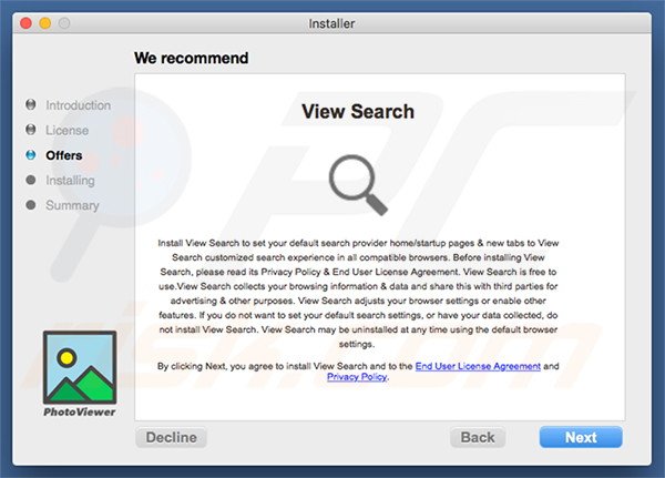 Misleidende installer gebruikt om search.viewsearch.net te promoten