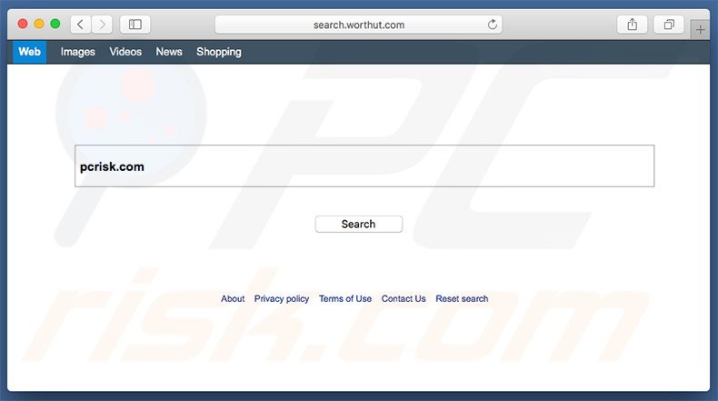 search.worthut.com browser hijacker op een Mac computer