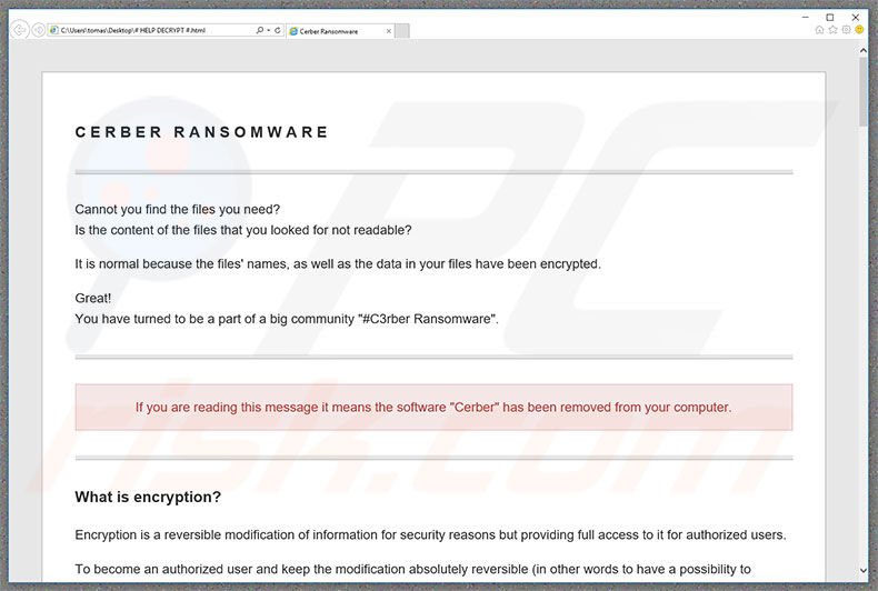 Cerber3 ransomware html bestand