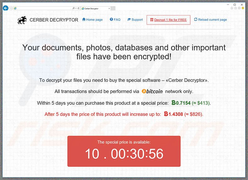 Cerber3 ransomware website