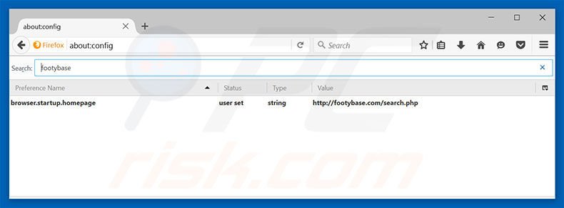 Verwijder footybase.com als standaard zoekmachine in Mozilla Firefox