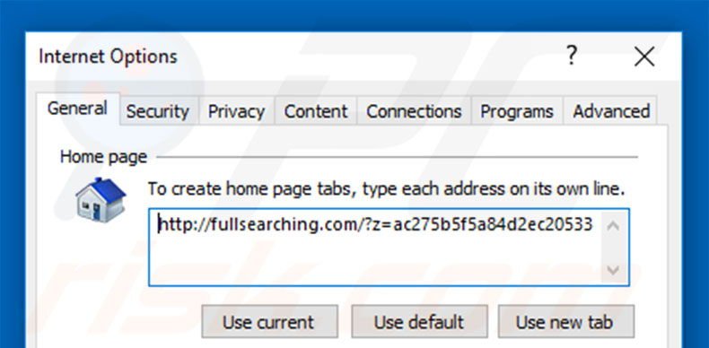 Verwijder fullsearching.com als startpagina in Internet Explorer