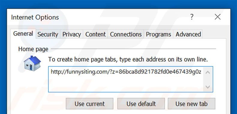 Verwijder funnysiting.com als startpagina in Internet Explorer