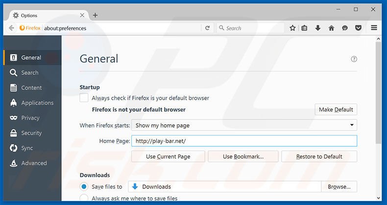 Verwijder play-bar.net als startpagina in Mozilla Firefox