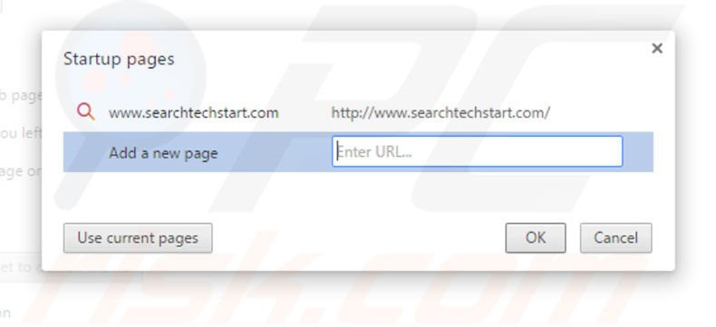 Verwijder searchtechstart.com als startpagina in Google Chrome