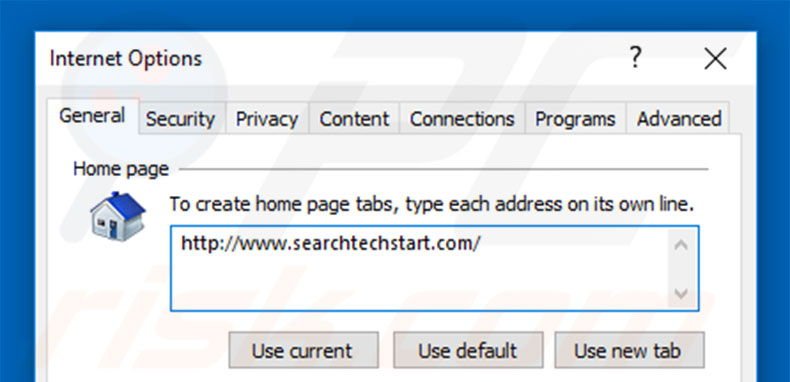 Verwijder searchtechstart.com als startpagina in Internet Explorer