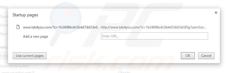 Verwijder tab4you.com als startpagina in Google Chrome