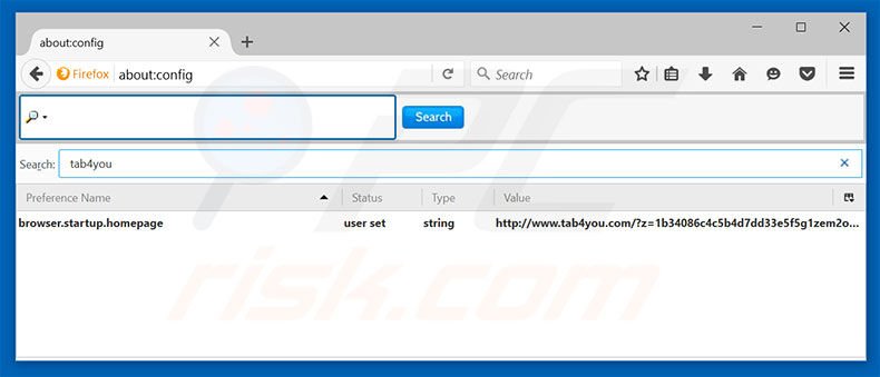 Verwijder tab4you.com als standaard zoekmachine in Mozilla Firefox