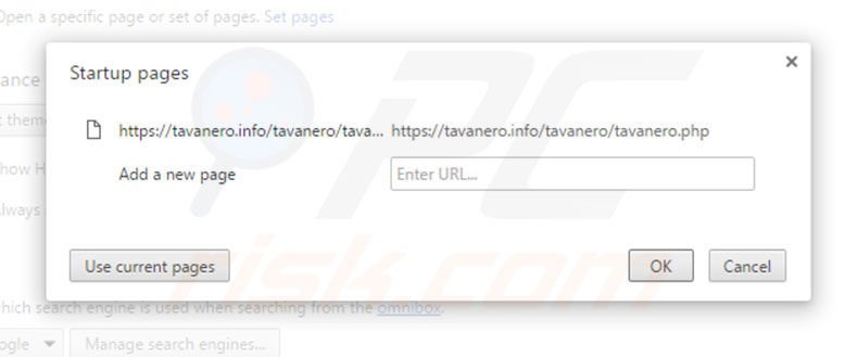 Verwijder tavanero.info als startpagina in Google Chrome