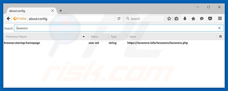 Verwijder tavanero.info als standaard zoekmachine in Mozilla Firefox