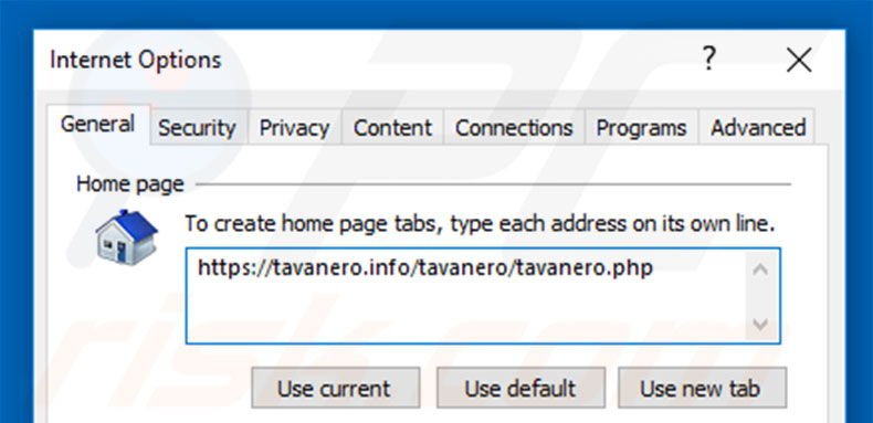 Verwijder tavanero.info als startpagina in Internet Explorer