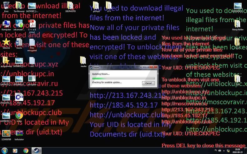 Unblockupc ransomware bureaubladachtergrond