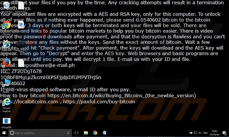 EncrypTile ransomware bureaubladachtergrond
