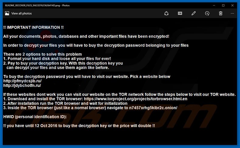 Hades Locker decryptie-instructies