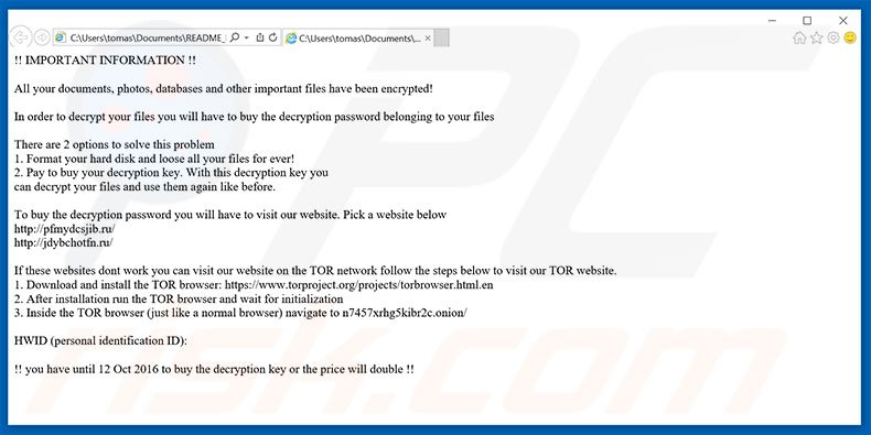 Hades Locker ransomware html bestand