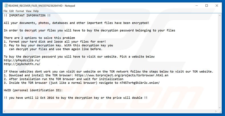 Hades Locker ransomware tekstbestand