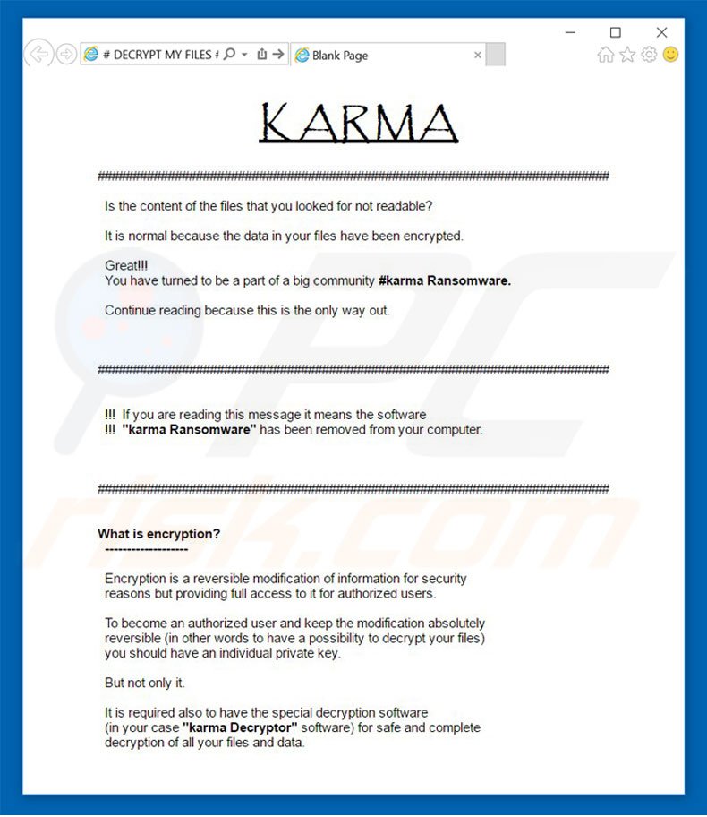 Karma decryptie-instructies