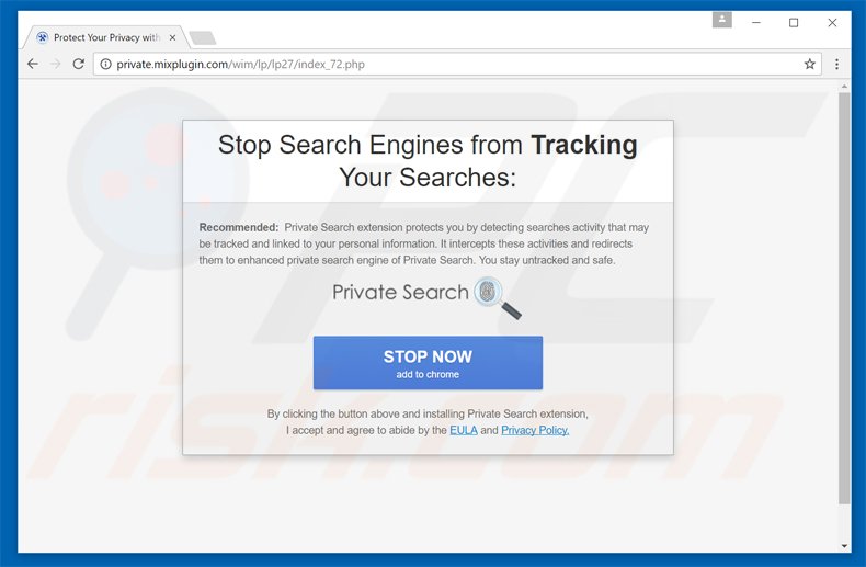 misleidende pop-upadvertentie die de browserkaper myprivatesearch promoot