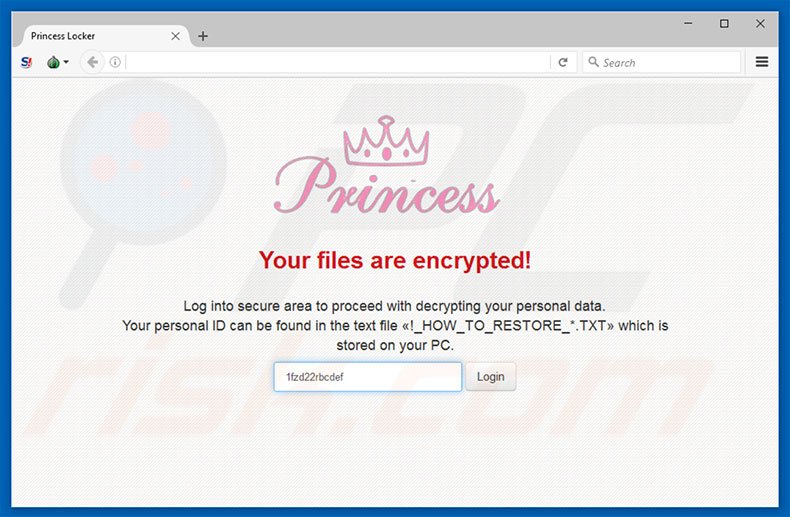 Princess ransomware website login