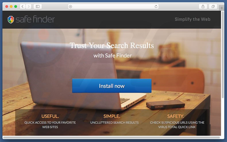 Dubieuze website die search.safefinderformac.com promoot