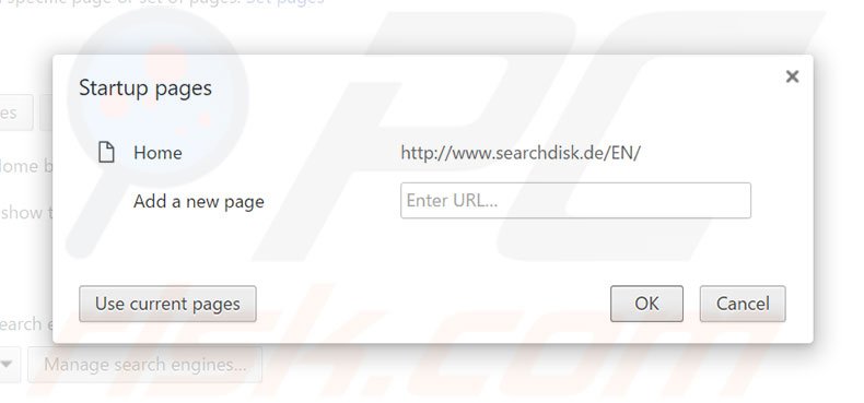 Verwijder searchdisk.de als startpagina in Google Chrome 