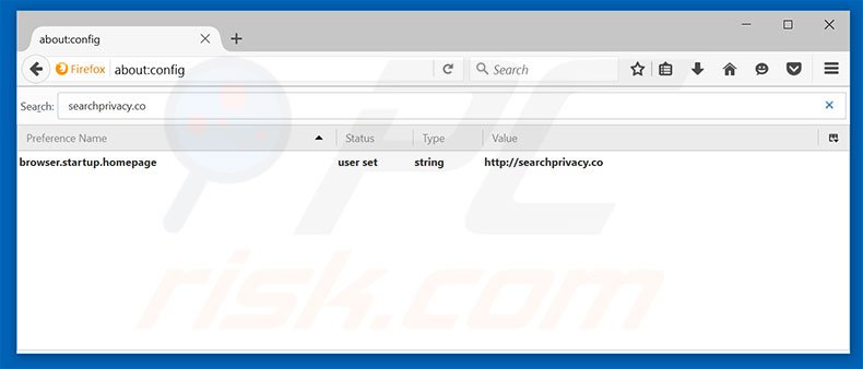 Verwijder searchprivacy.co als standaard zoekmachine in Mozilla Firefox
