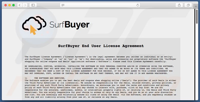Dubieuze website om de SurfBuyer app te promoten