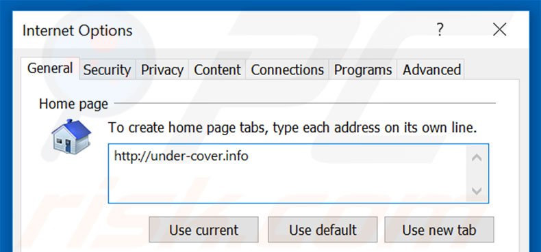 Verwijder de under-cover.info startpagina uit Internet Explorer