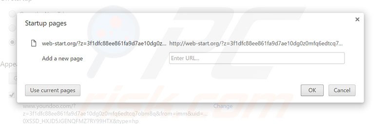 Verwijder web-start.org als startpagina in Google Chrome