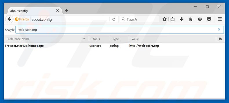 Verwijder web-start.org als standaard zoekmachine in Mozilla Firefox