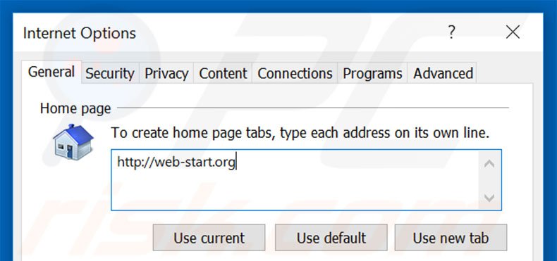 Verwijder web-start.org als startpagina in Internet Explorer
