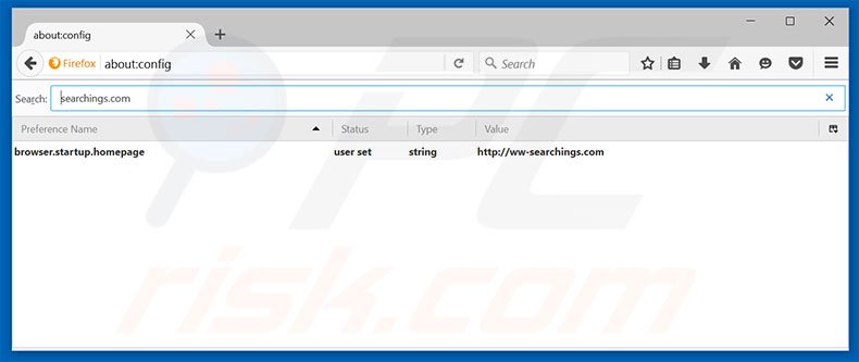 Verwijder ww-searchings.com als standaard zoekmachine in Mozilla Firefox