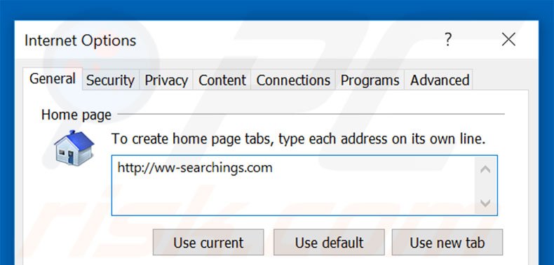 Verwijder ww-searchings.com als startpagina in Internet Explorer